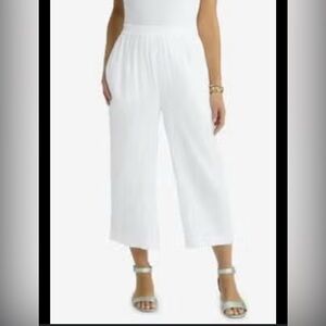 HELLO NITE 100% Cotton pull on wide leg White Women's Pants